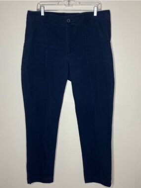 Eddie Bauer navy blue cotton cropped ankle pants 14